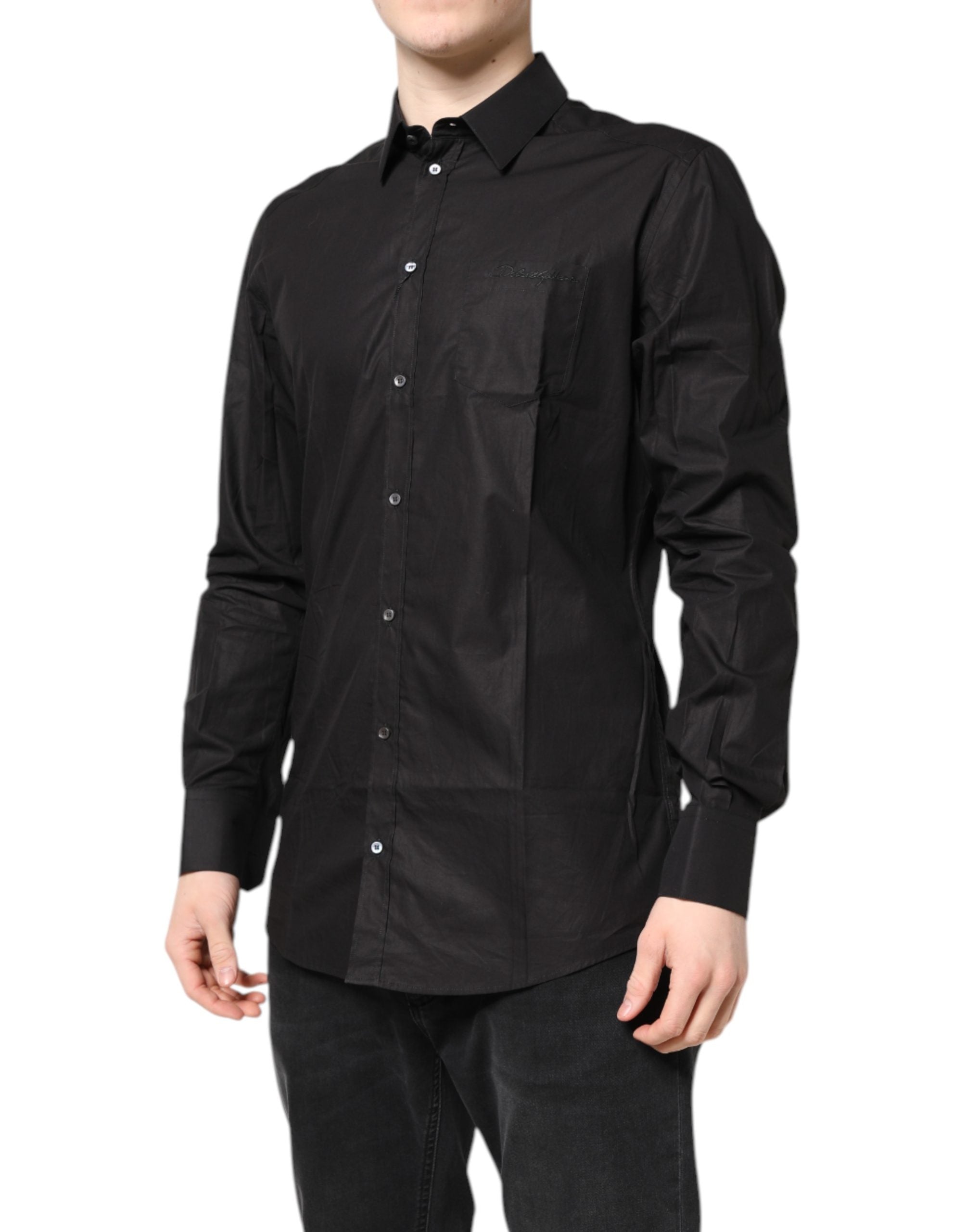 Dolce & Gabbana Black GOLD Cotton Collared Shirt for Formal Occasions