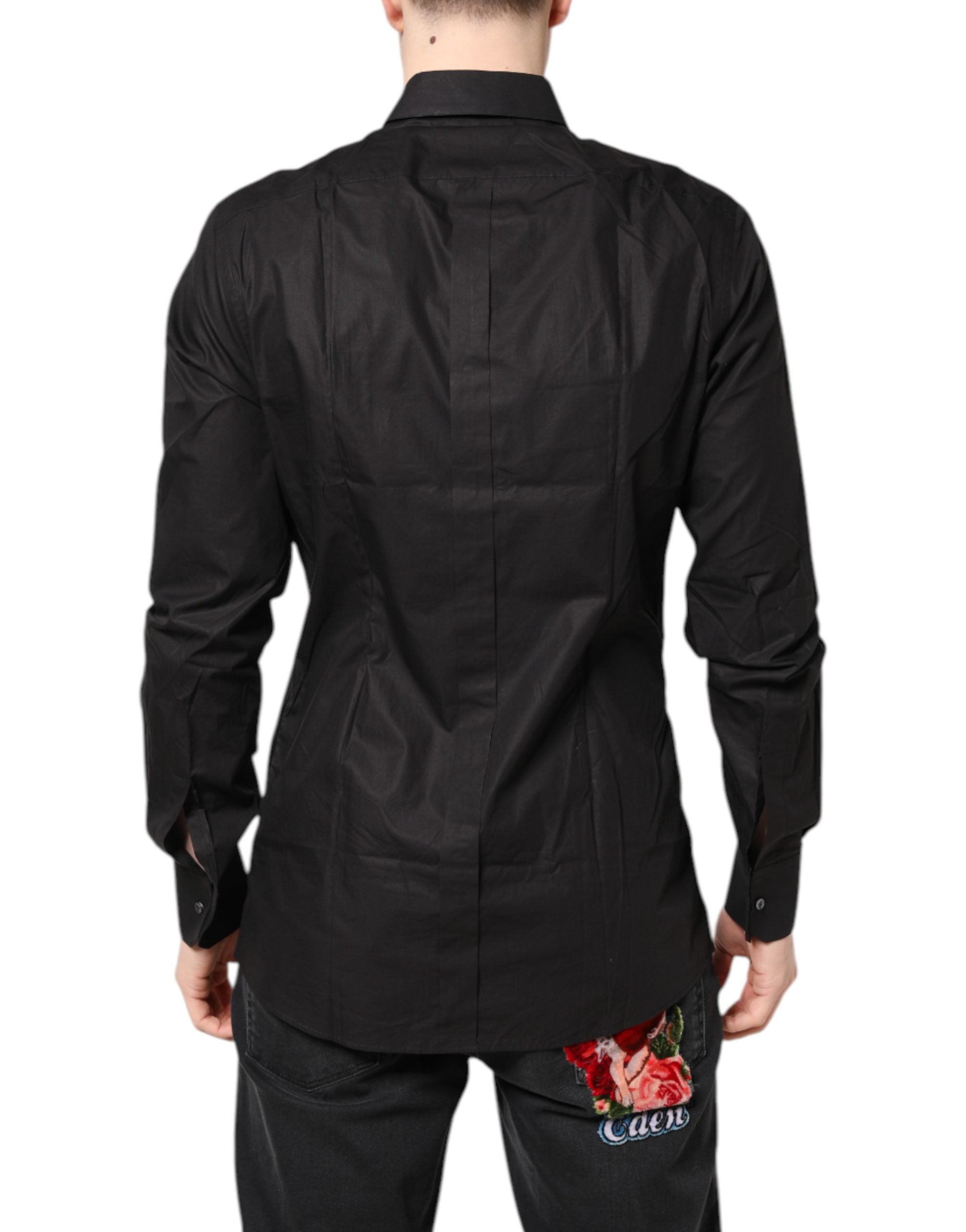 Dolce & Gabbana Black GOLD Cotton Collared Shirt for Formal Occasions