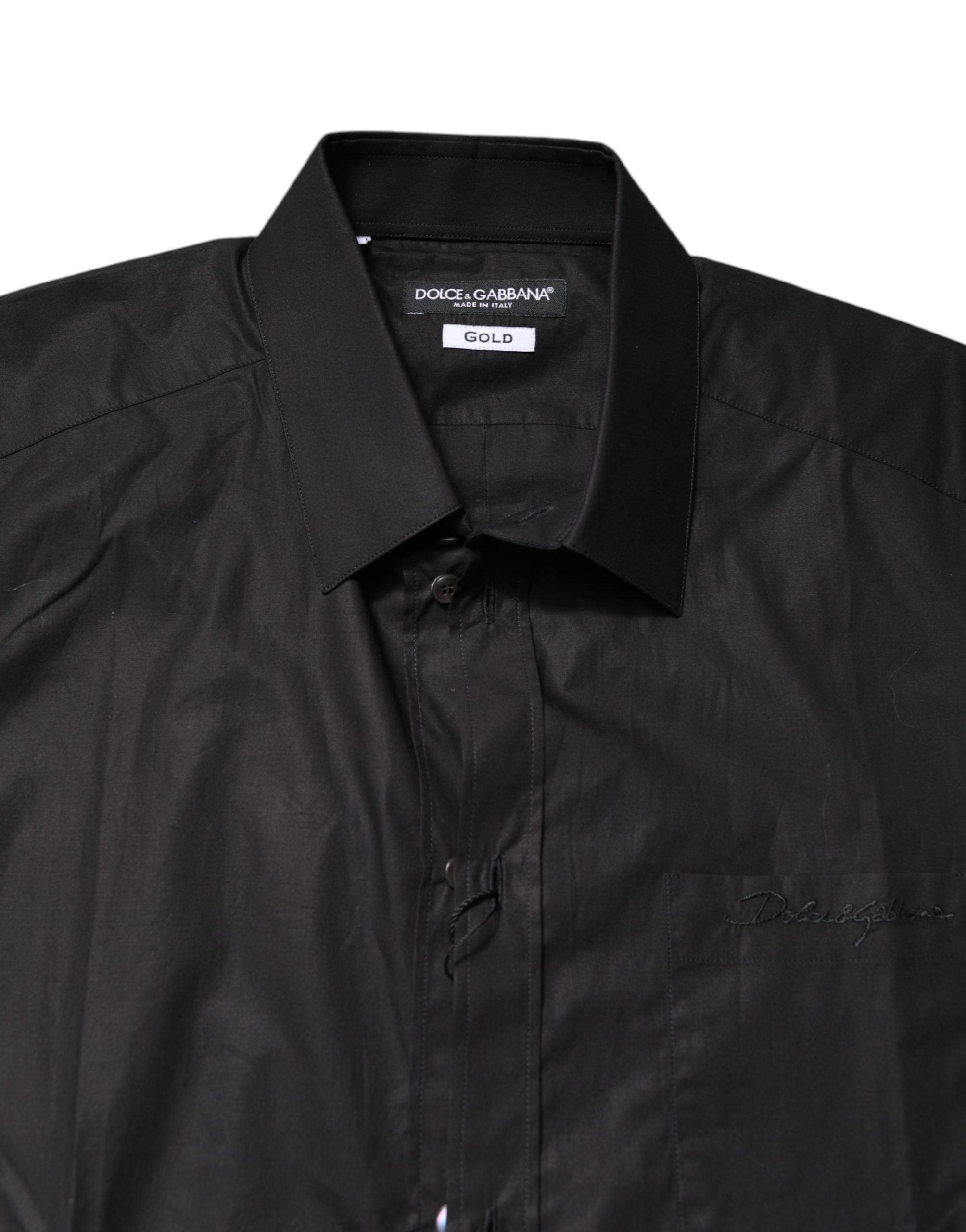 Dolce & Gabbana Black GOLD Cotton Collared Shirt for Formal Occasions