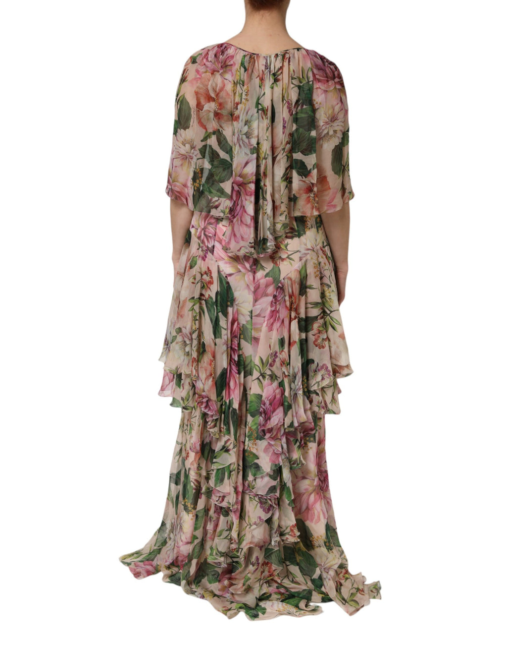 Dolce & Gabbana Mehrfarbiges Blumen-Seiden-Maxikleid mit Lagenlook
