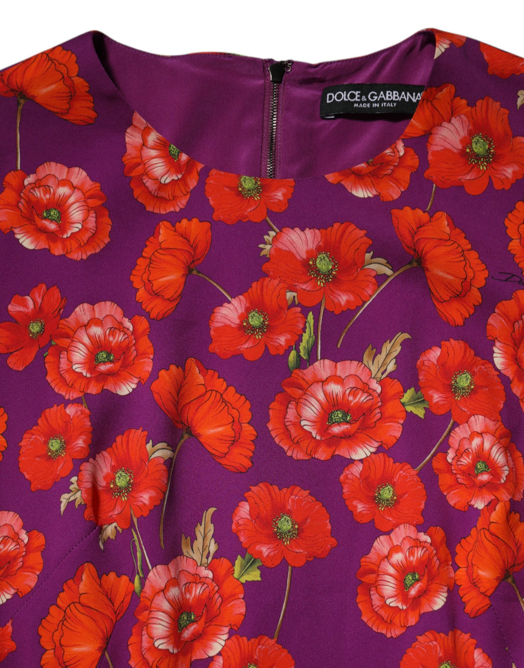 Dolce & Gabbana Purple Silk Floral Print Midi Dress