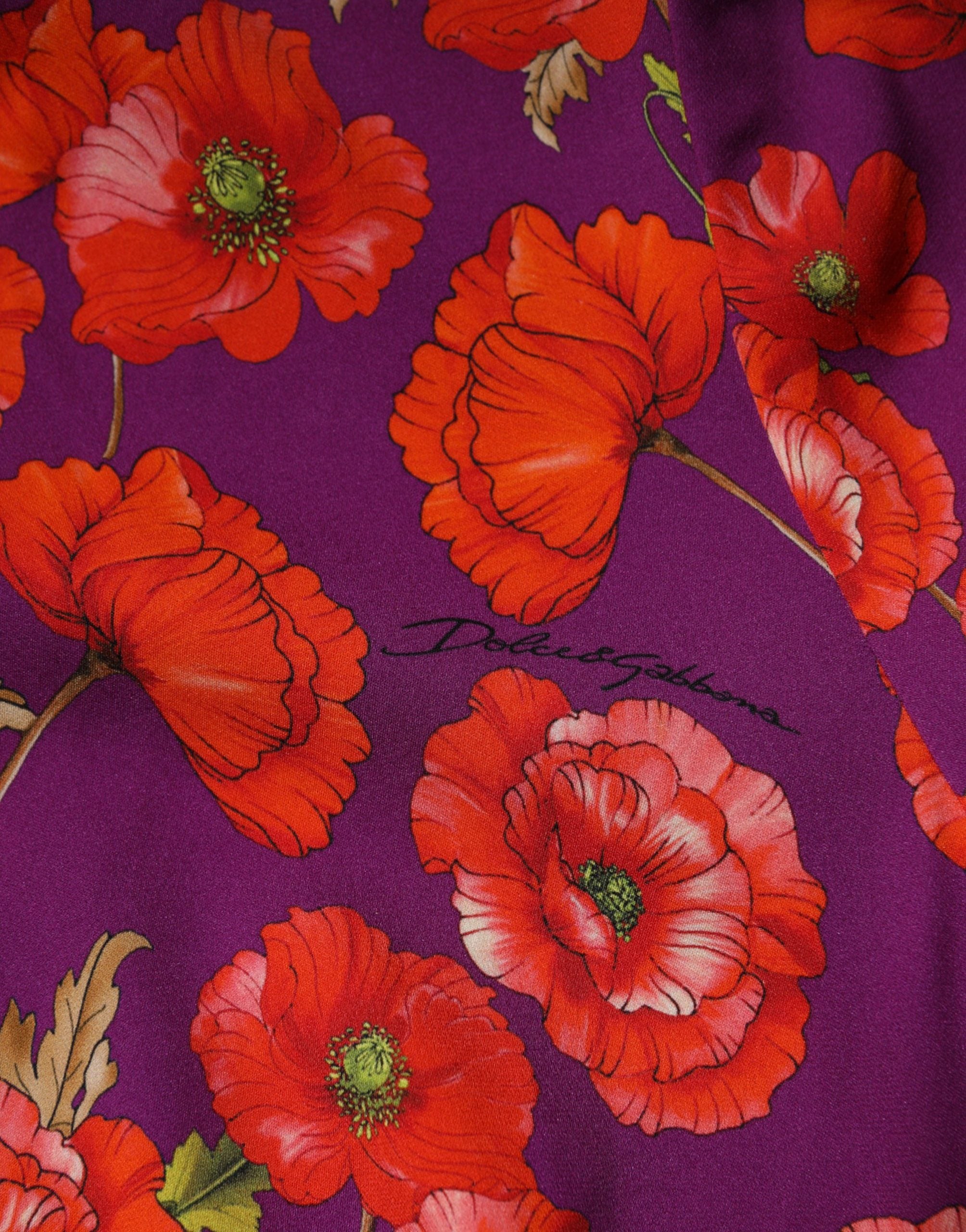 Dolce & Gabbana Purple Silk Floral Print Midi Dress