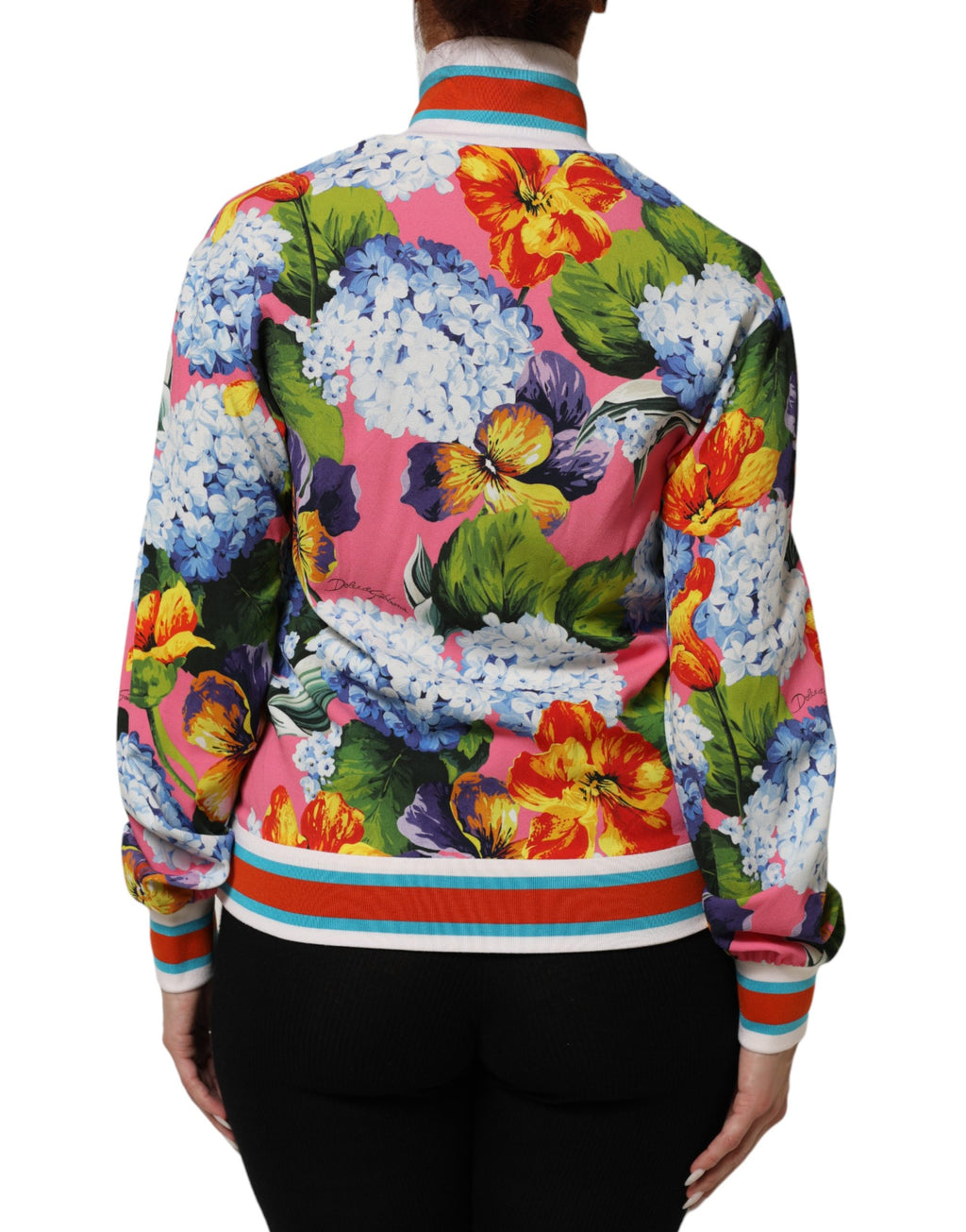 Dolce & Gabbana Mehrfarbige Blumenprint-Strickjacke mit Reißverschluss