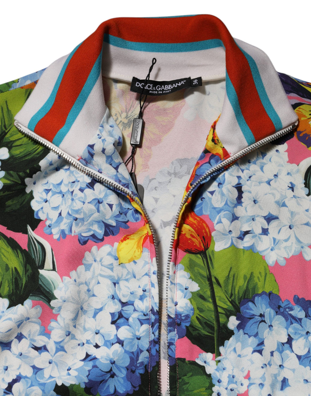 Dolce & Gabbana Mehrfarbige Blumenprint-Strickjacke mit Reißverschluss