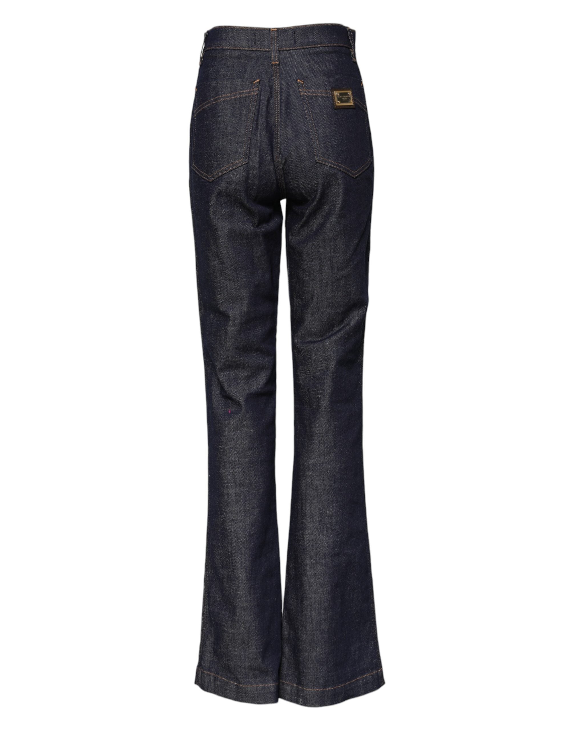 Dolce & Gabbana Dunkelblaue Baumwoll-Jeans mit ausgestelltem, weitem Bein