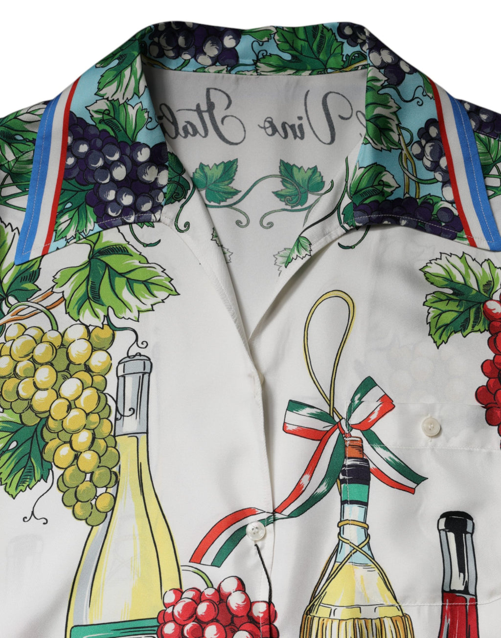 Dolce & Gabbana Short-Sleeved Silk Top with Multicolor Food Print
