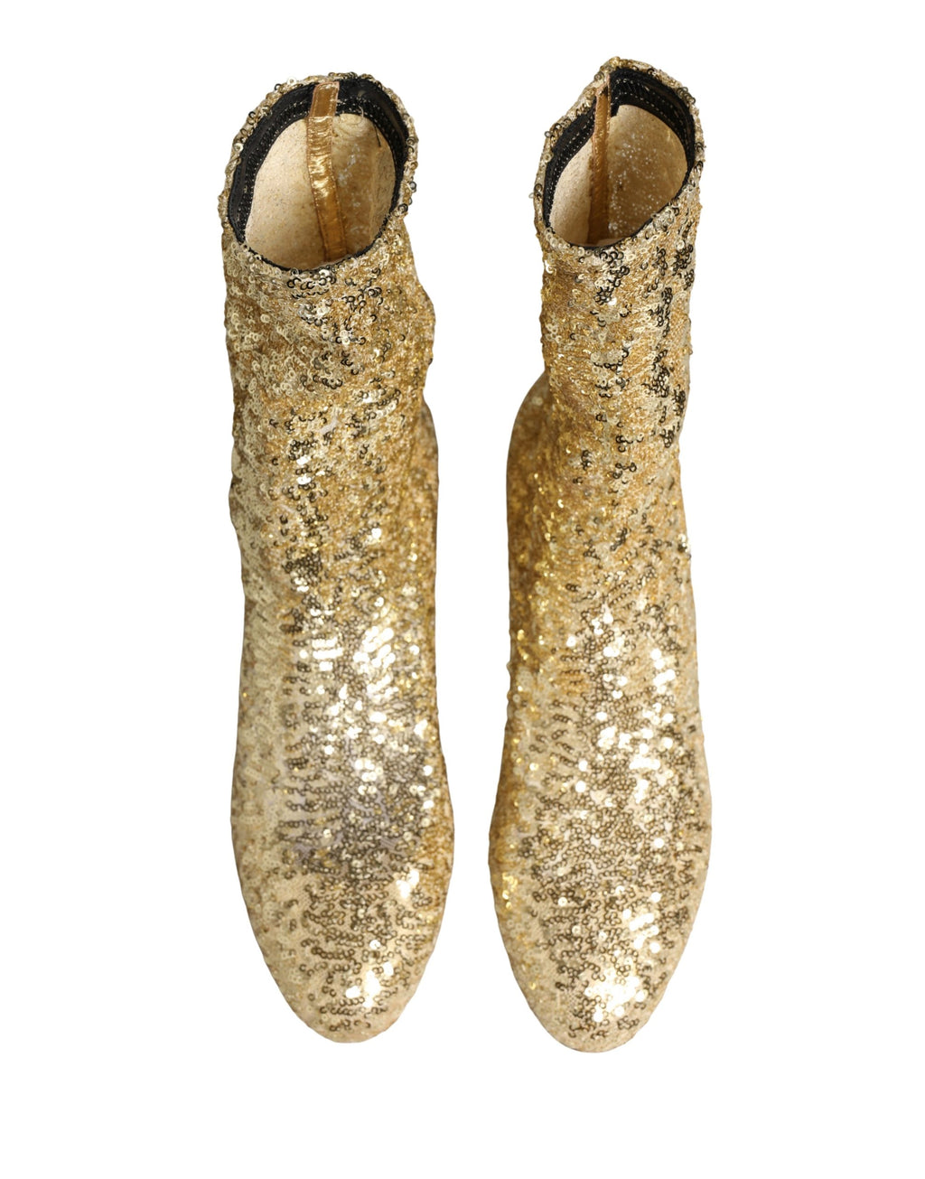 Dolce & Gabbana Short Boots with Gold Sequins and Stretch