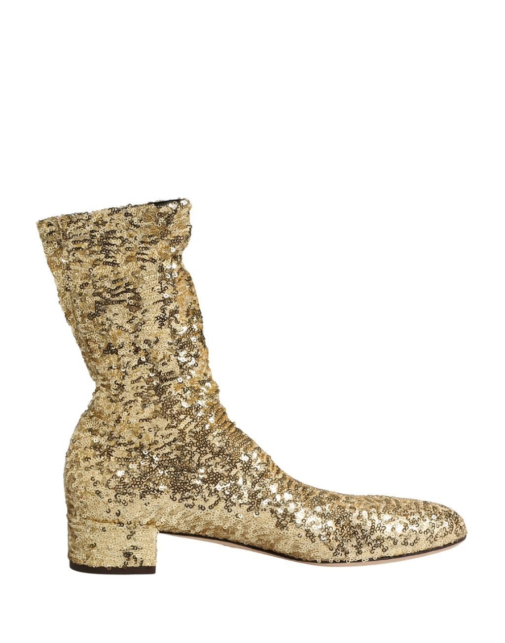 Dolce & Gabbana Short Boots with Gold Sequins and Stretch