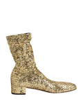 Dolce & Gabbana Kurze Stiefel mit goldenen Pailletten und Stretch-Anteil