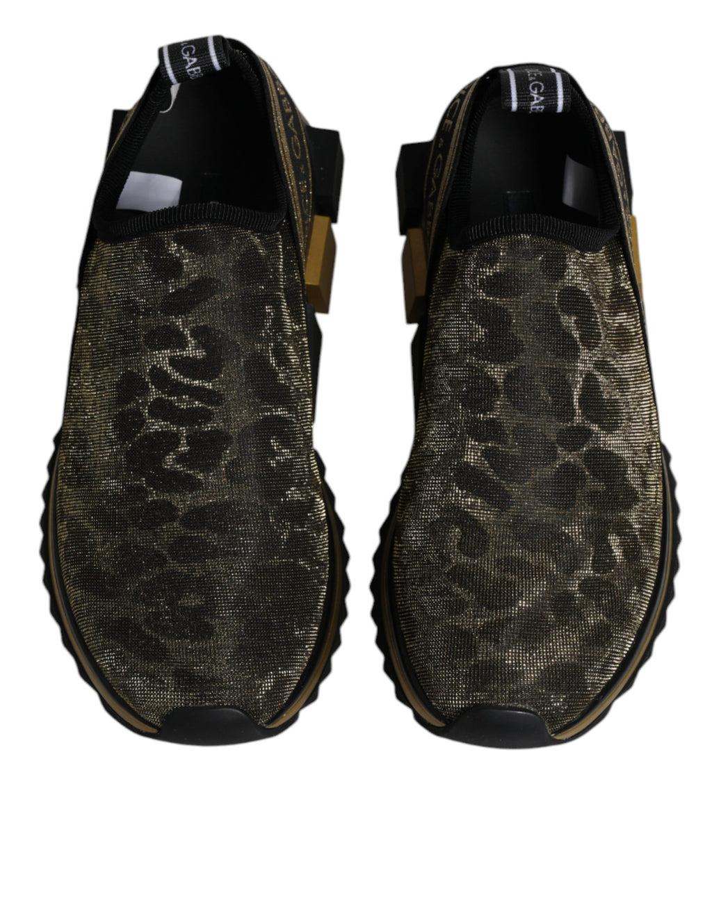 Dolce & Gabbana Goldfarbene Glitzer-Leopard-Sneaker "Sorrento"