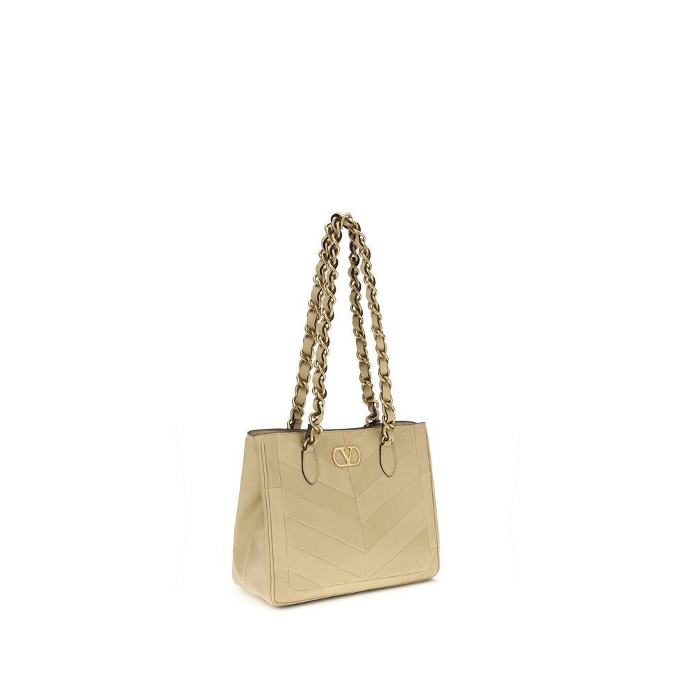 Valentino Garavani Schultertasche aus goldfarbenem Nappaleder / Kalbsleder