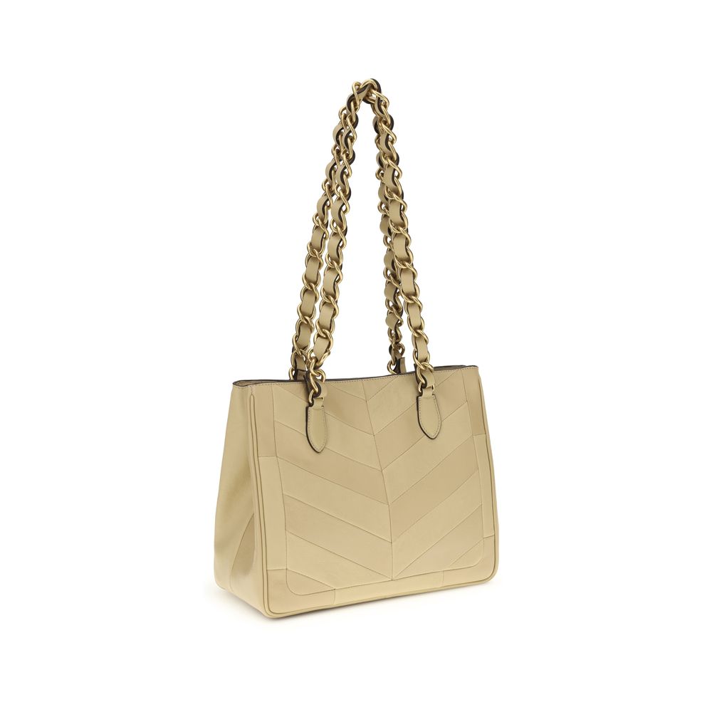 Valentino Garavani Schultertasche aus goldfarbenem Nappaleder / Kalbsleder