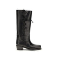 Paris Texas Black Bos Taurus Calf Leather Lace-up Boots