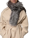 Dolce & Gabbana Grey Fox Fur Neck Wrap Warmer Winter Scarf
