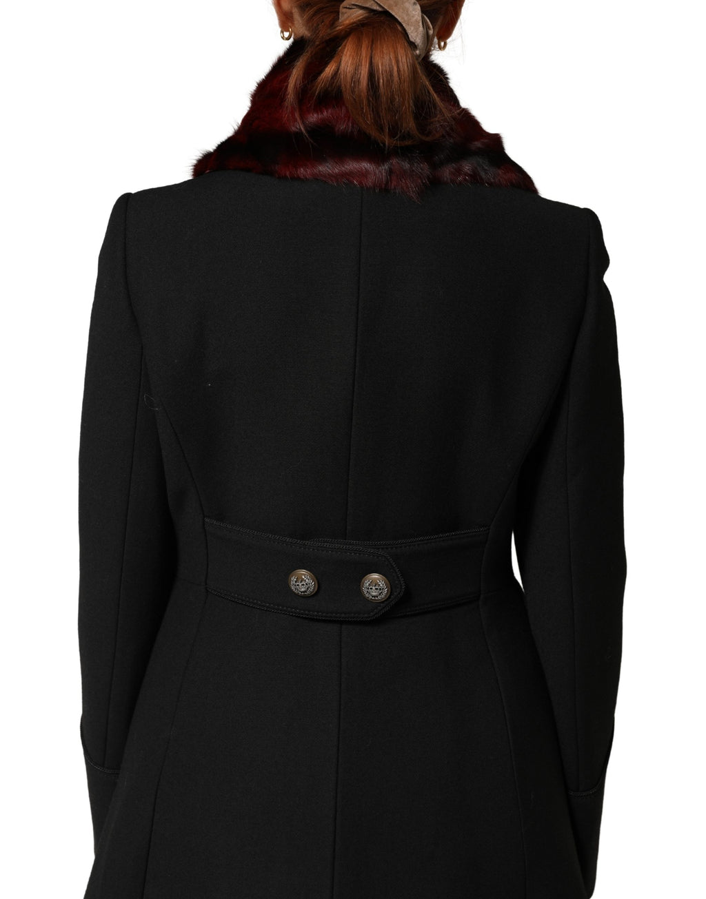 Dolce & Gabbana Schwarz Rot Gestreifter Pelz Schal Hals Wrap Schal