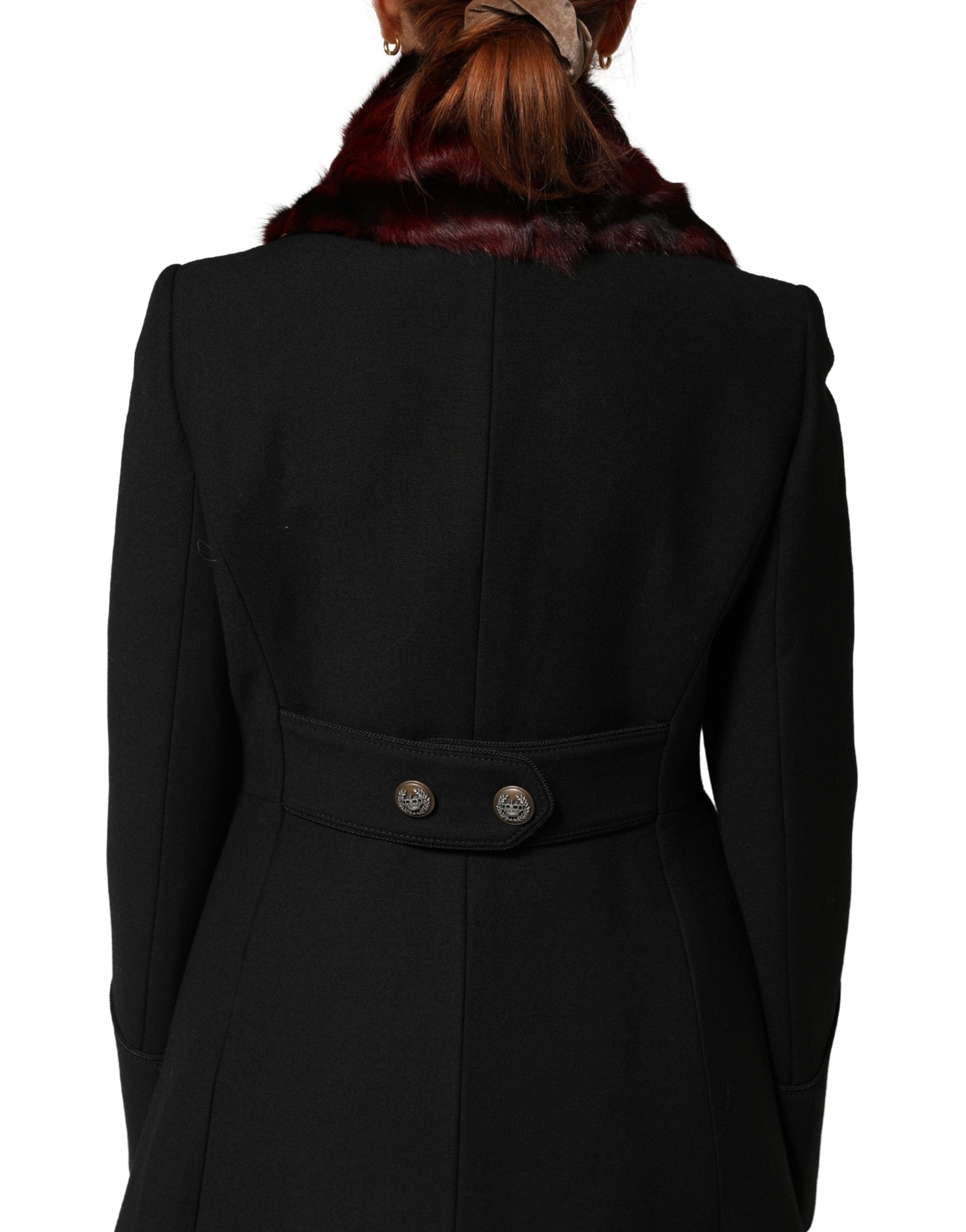 Dolce & Gabbana Schwarz Rot Gestreifter Pelz Schal Hals Wrap Schal