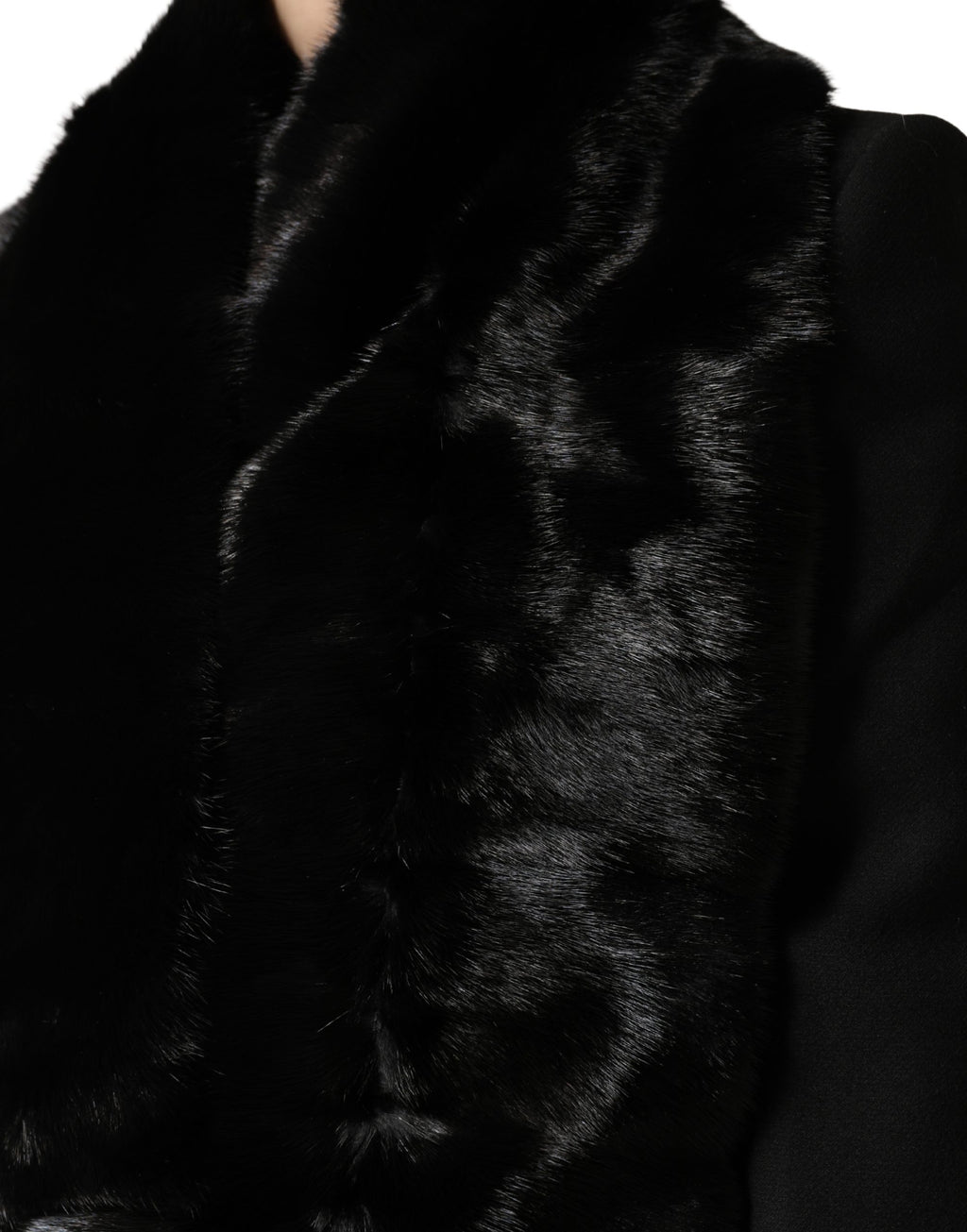 Dolce & Gabbana Schwarzer Pelzschal Hals Wrap Cover Kragenschal
