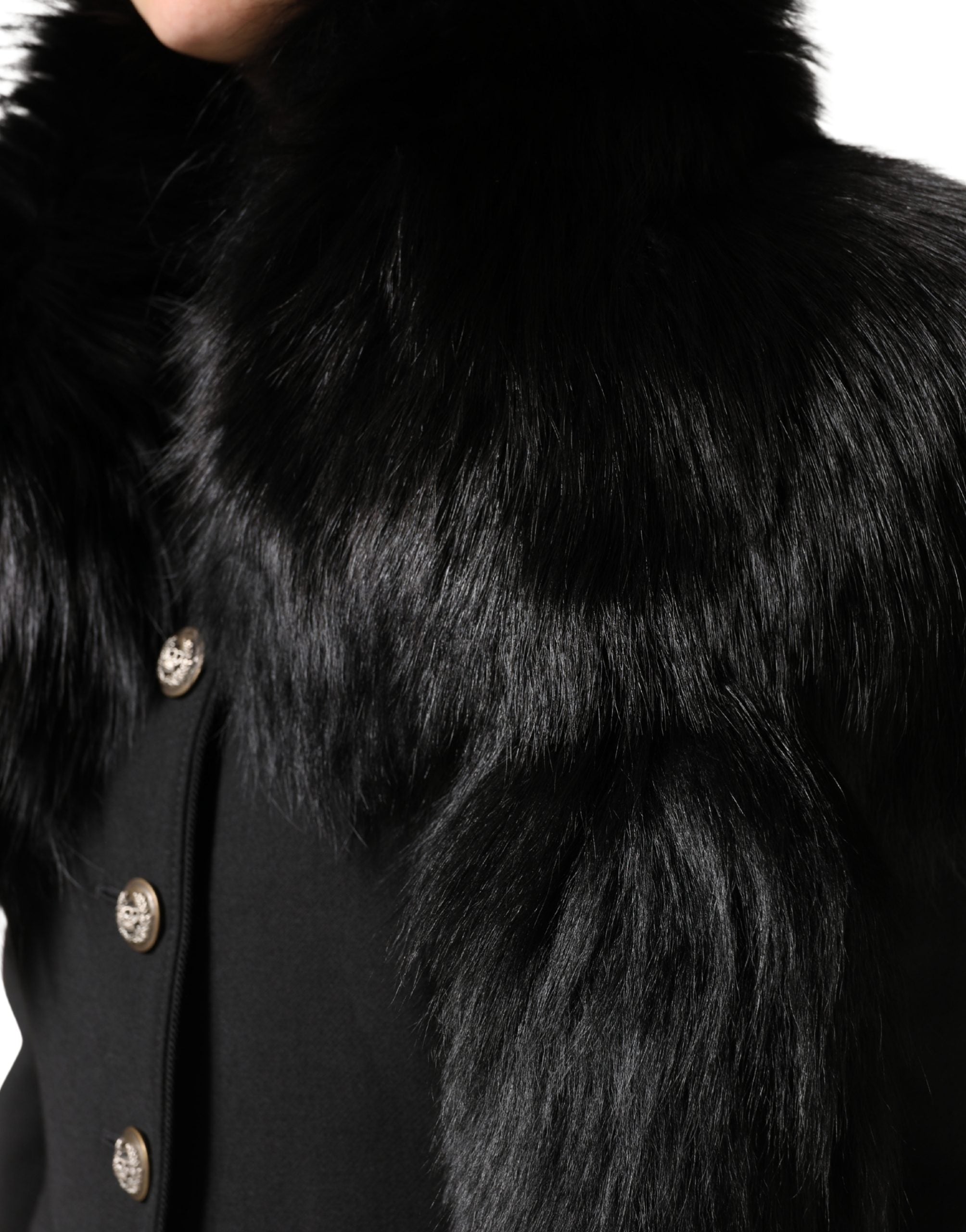 Dolce & Gabbana Black Fox Fur Neck Warmer Winter Scarf