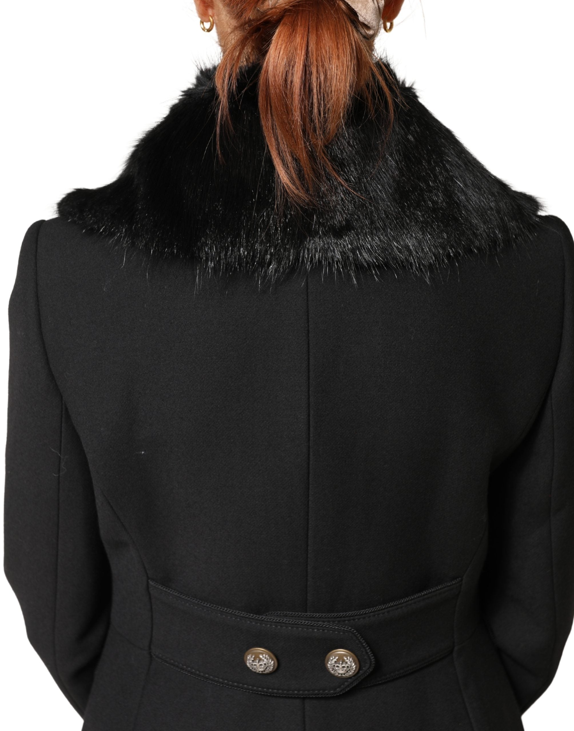 Dolce & Gabbana Black Fur Scarf Neck Wrap Cover Collar Scarf