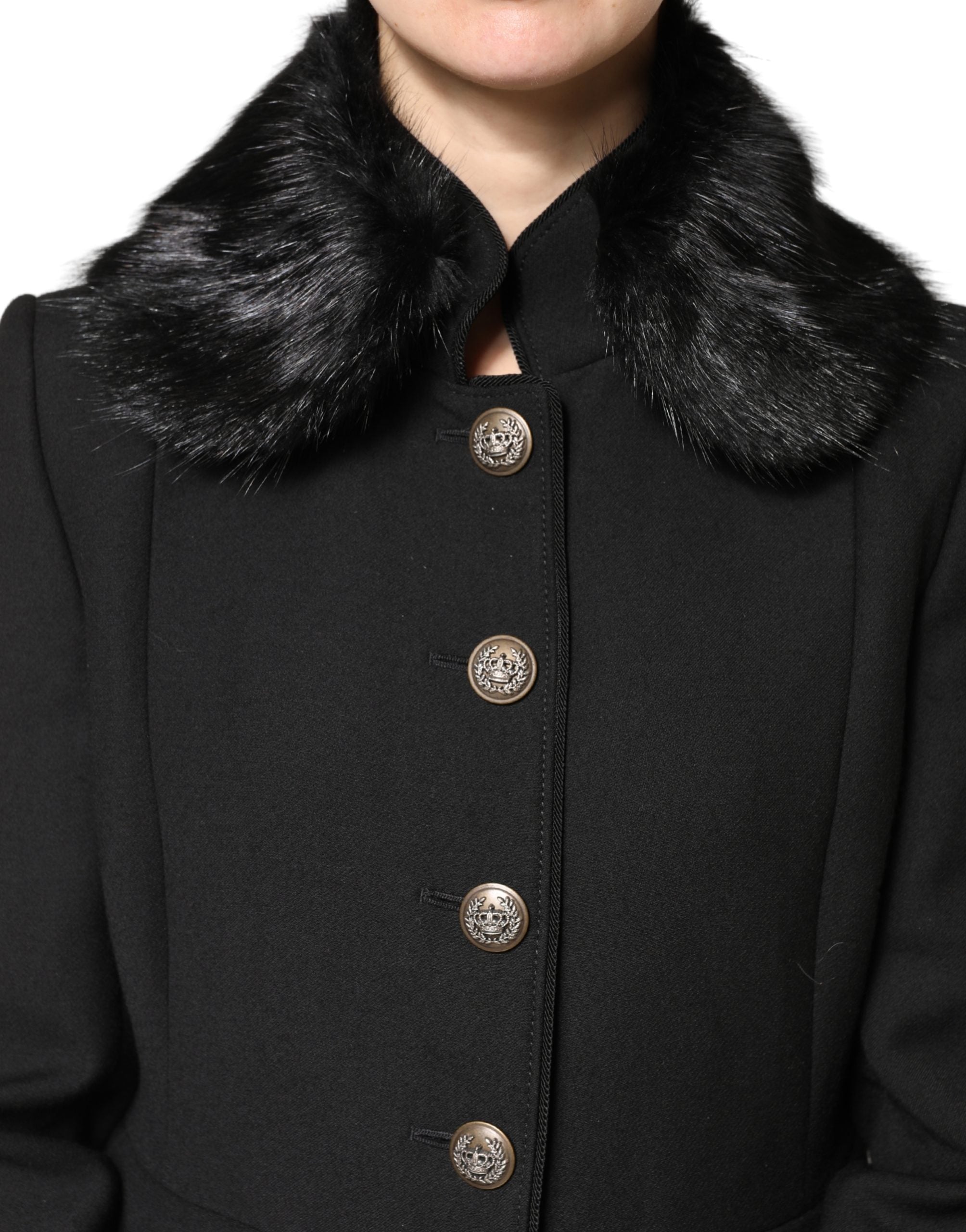 Dolce & Gabbana Black Fur Scarf Neck Wrap Cover Collar Scarf