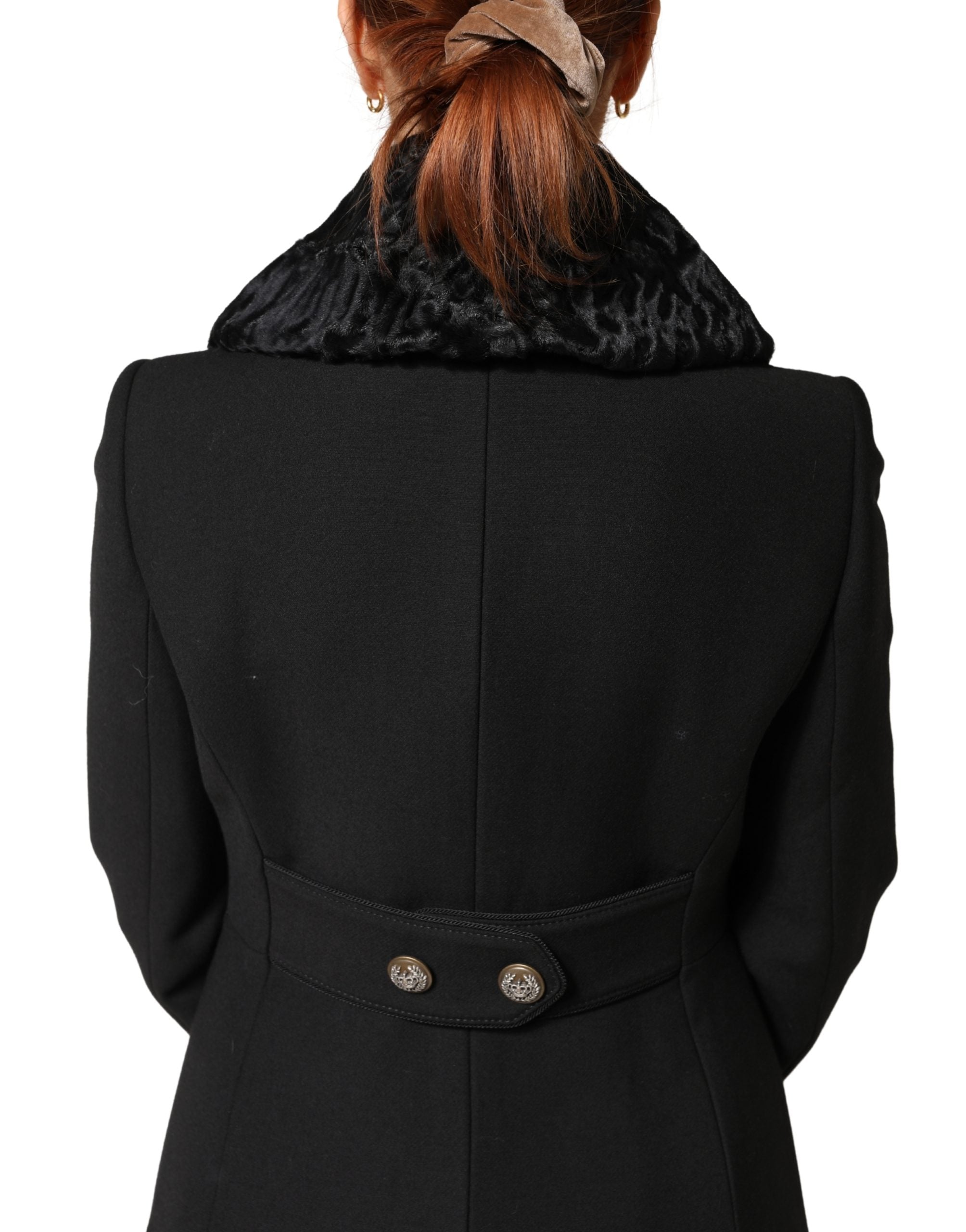 Dolce & Gabbana Schwarzer Lammfell Damen Halswärmer Winterschal
