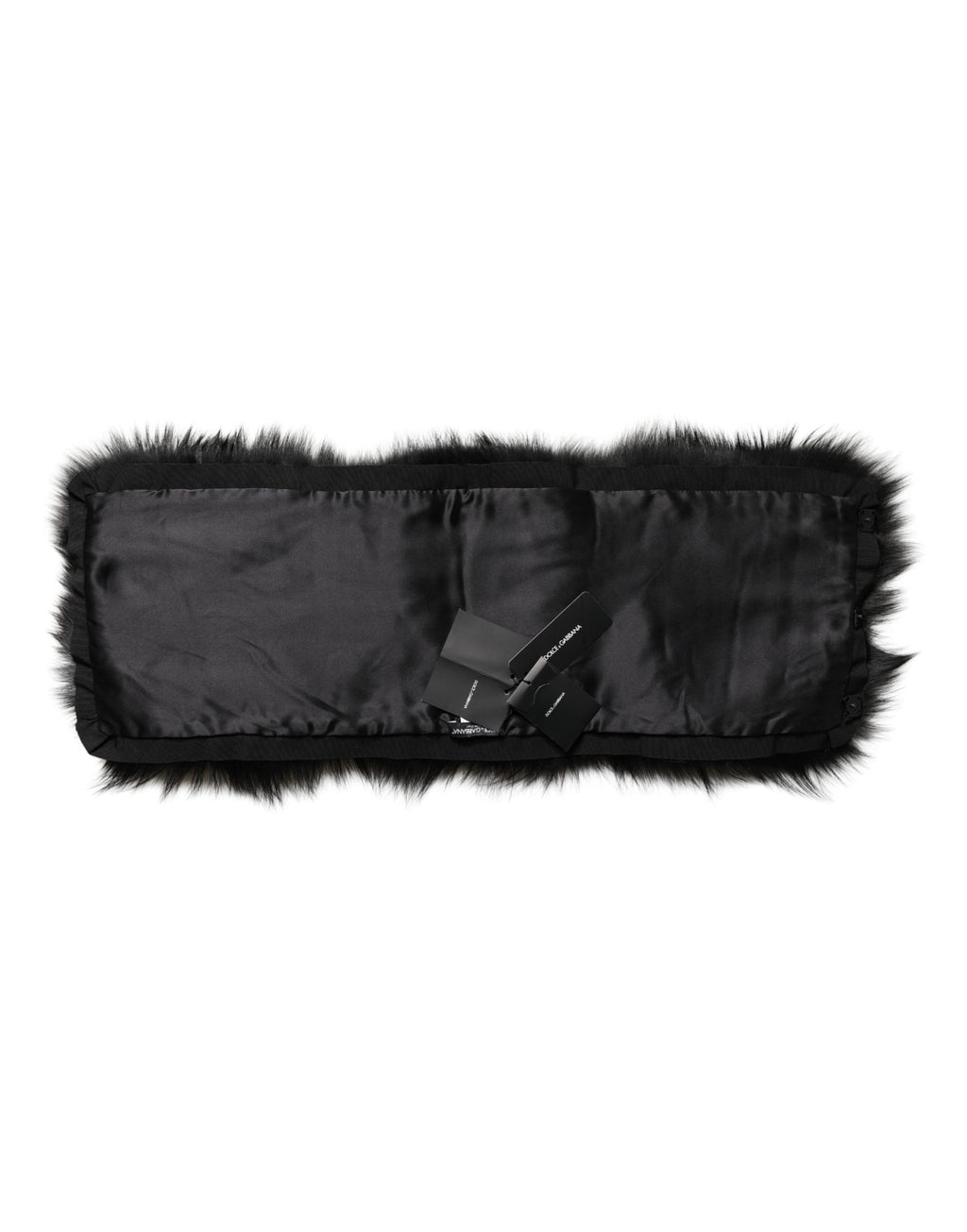Dolce & Gabbana Schwarzer Pelzschulterkragen Wickelschal Halstuch