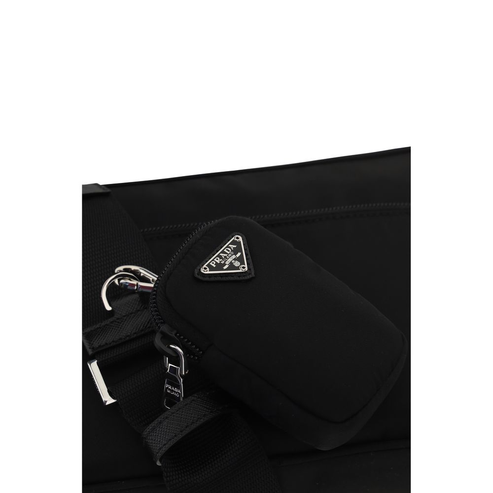 Prada Schwarze Bos Taurus Kalbsleder Schultertasche