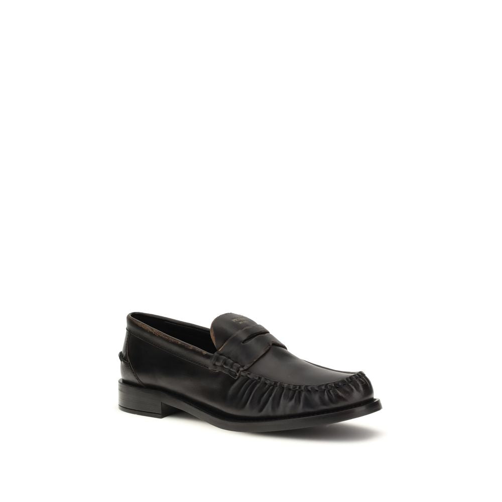 Prada Black "Bos Taurus" Calf Leather Loafers