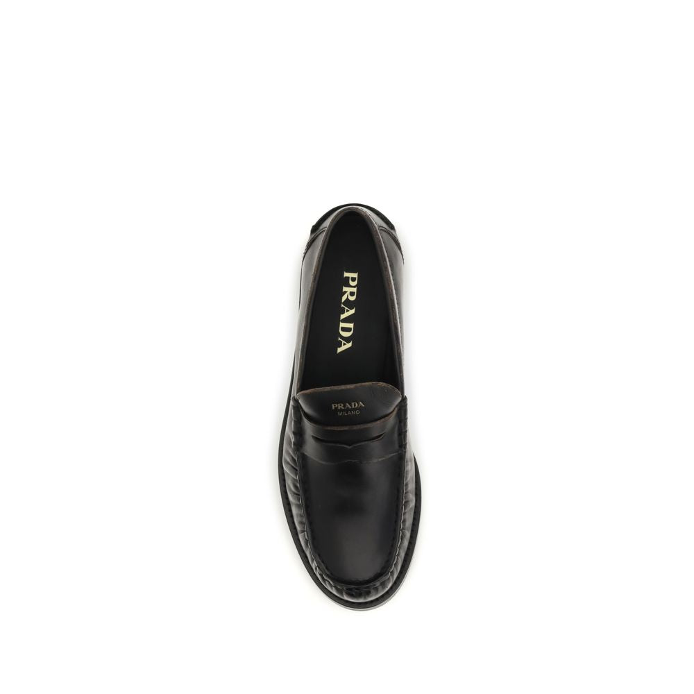 Prada Black "Bos Taurus" Calf Leather Loafers