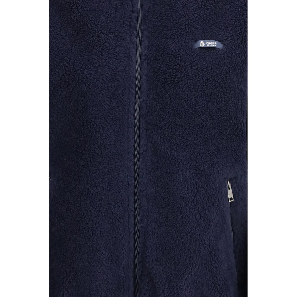 Prada Blaue Jacke aus Polyamid in voller Länge