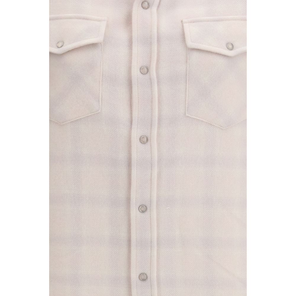 God's True Cashmere Weißes Hemd aus Kaschmir mit Muster