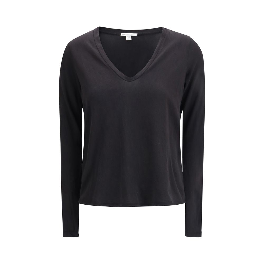 James Perse Black Cotton Long-Sleeve T-Shirt