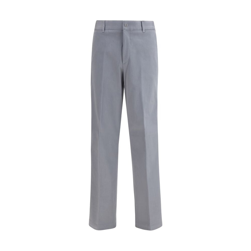 Fendi Grey Cotton Trousers for Everyday Wear
