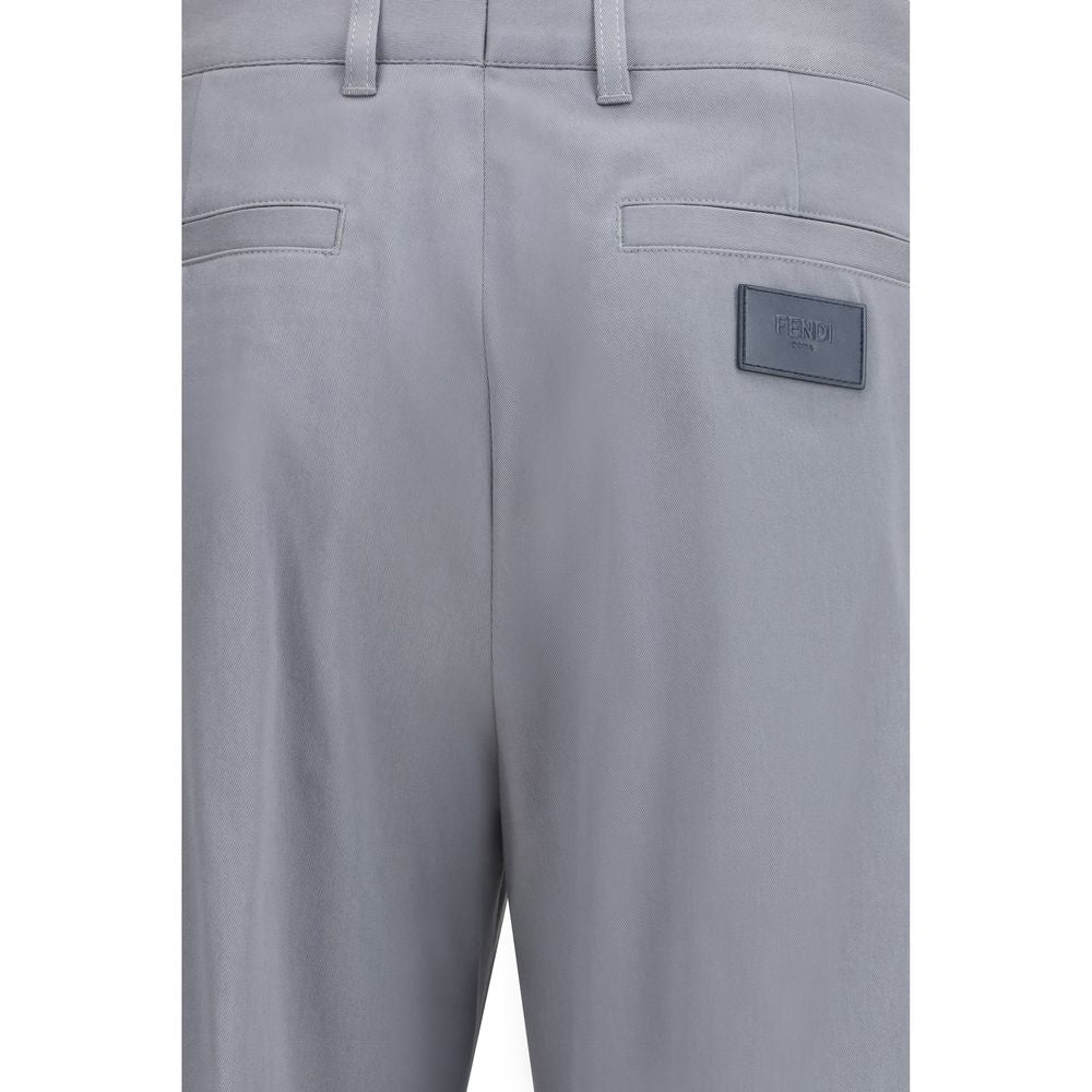 Fendi Grey Cotton Trousers for Everyday Wear