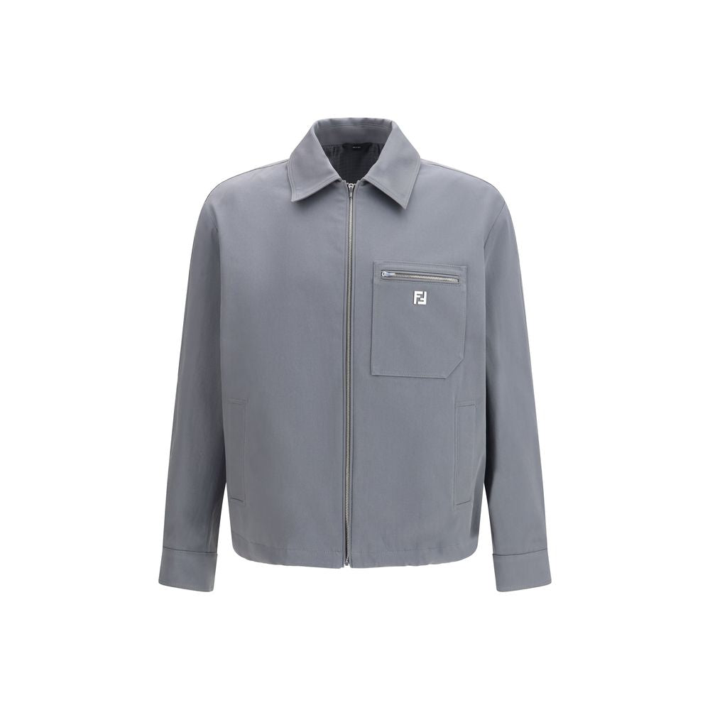 Fendi Graue Baumwoll-Shell-Jacke