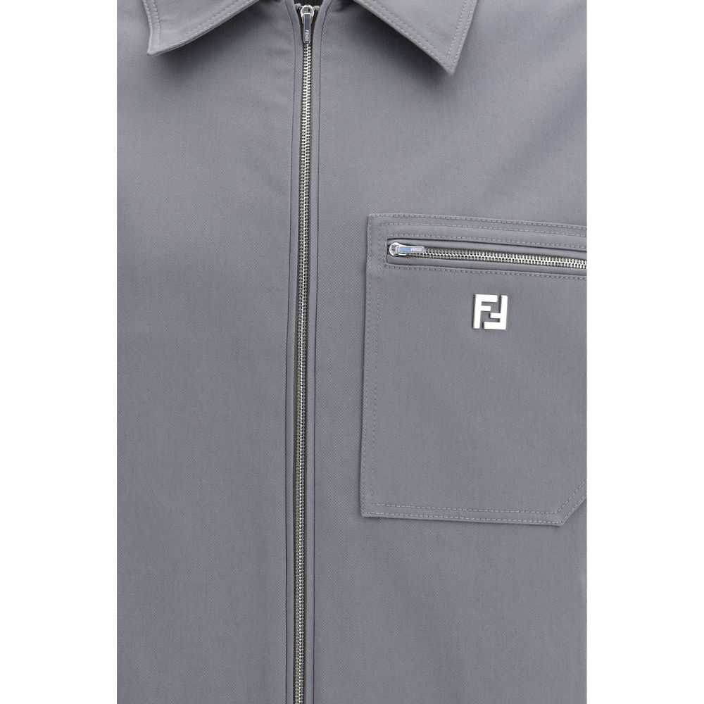 Fendi Graue Baumwoll-Shell-Jacke