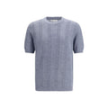 Brunello Cucinelli Blaues Leinen-T-Shirt