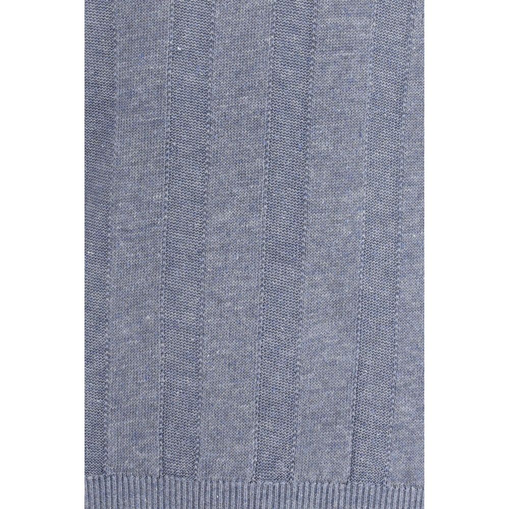 Brunello Cucinelli Blaues Leinen-T-Shirt