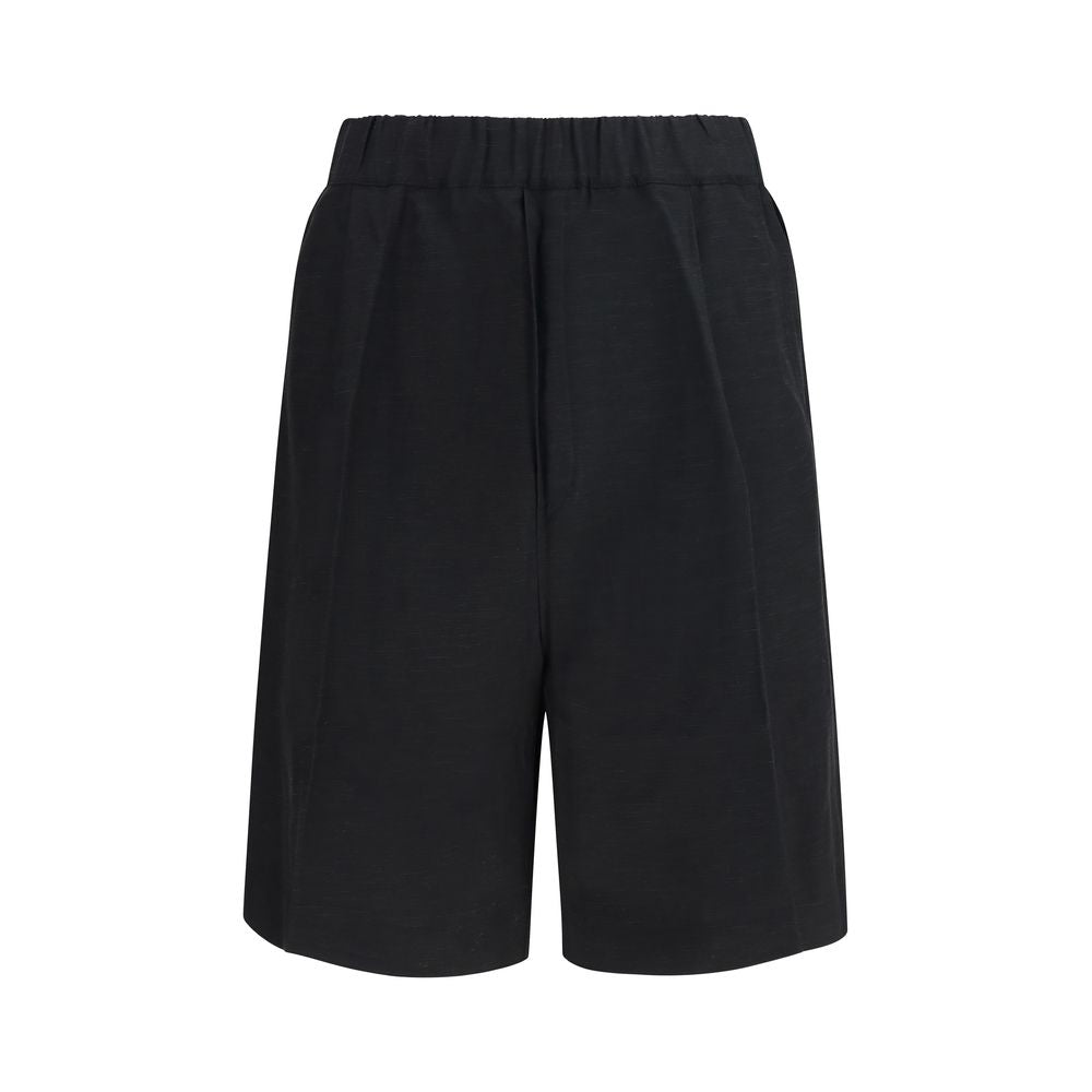 Laneus Schwarze Bermuda-Shorts aus Viskose