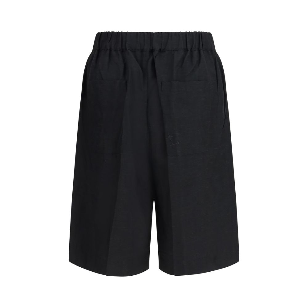 Laneus Schwarze Bermuda-Shorts aus Viskose