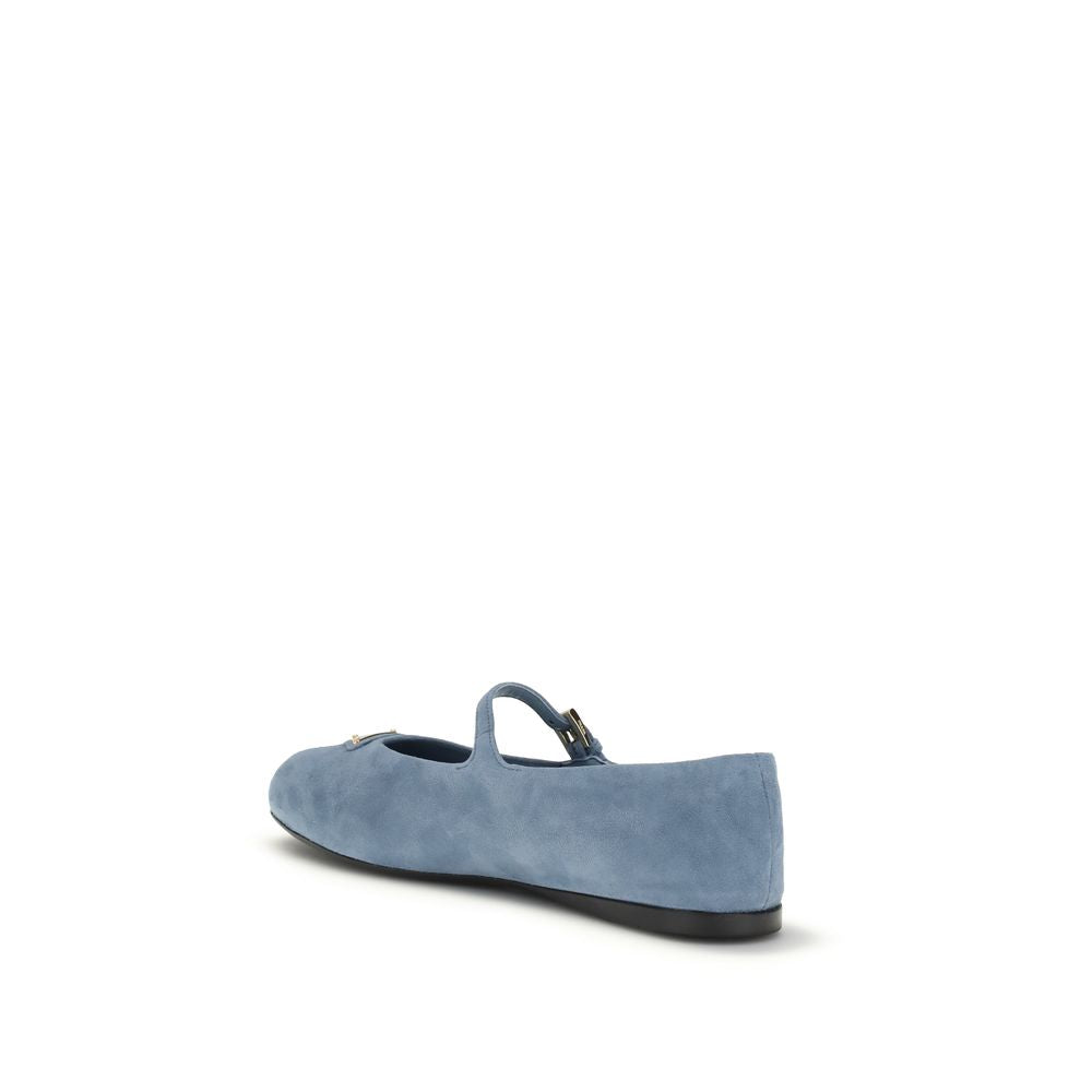 Prada Ballerinas aus blauem Ziegenleder