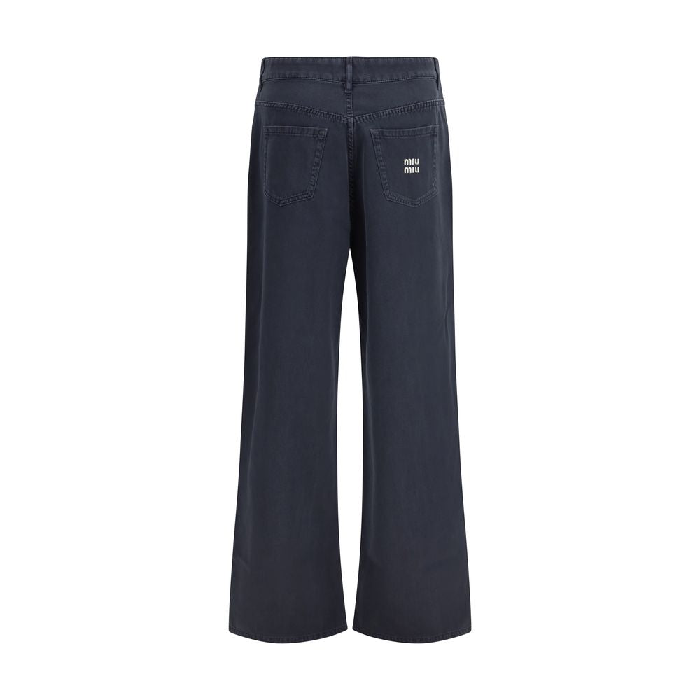Miu Miu Blaue Baumwoll-Jeans mit ausgestelltem Bein