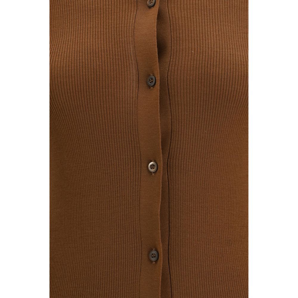 Prada Brown Fleece Wool Knitted Cardigan