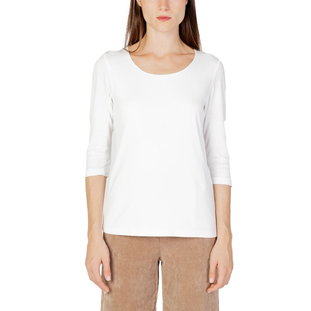 Street One Cremefarbenes Langarm-T-Shirt aus Baumwolle