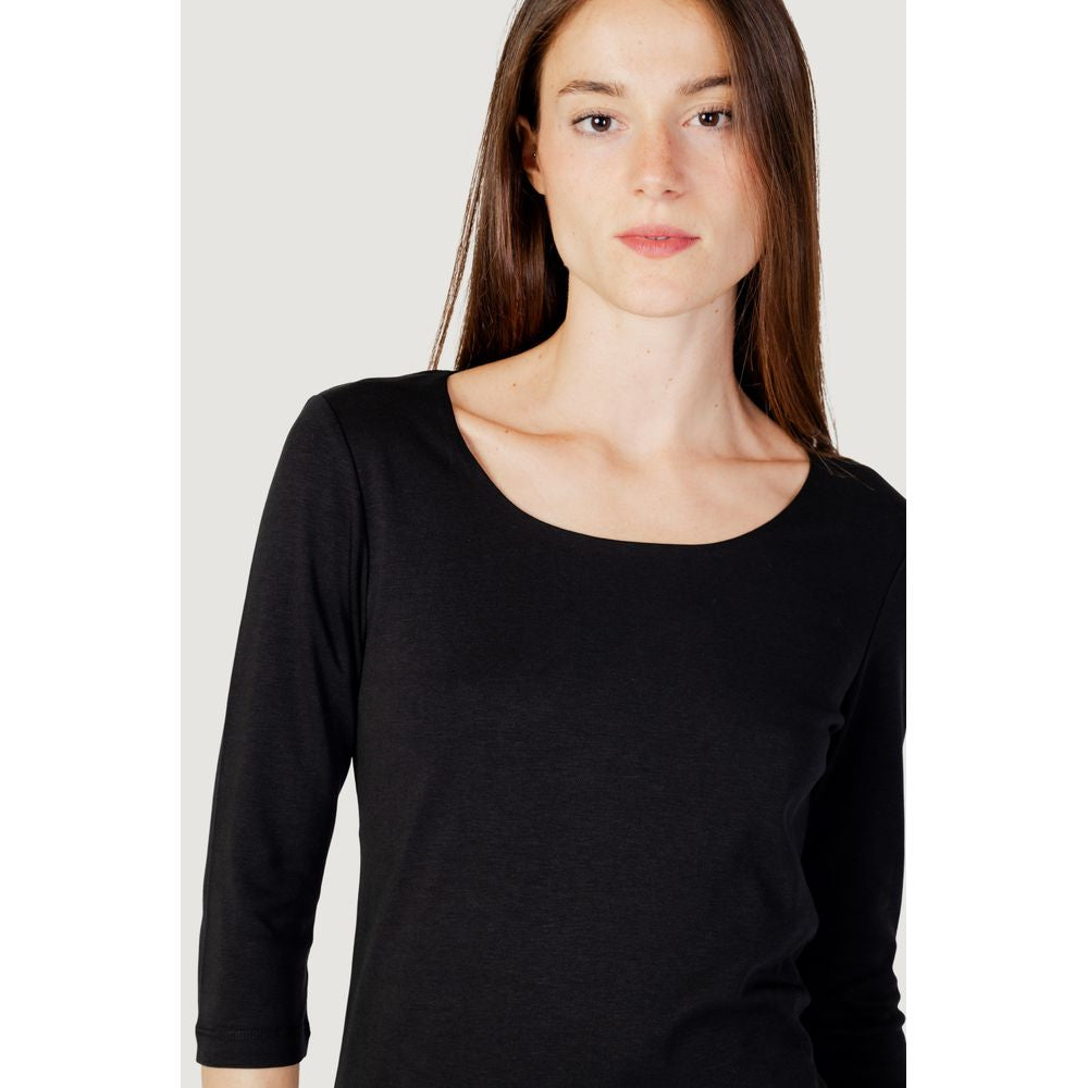 Street One Black Long-Sleeved Cotton T-Shirt