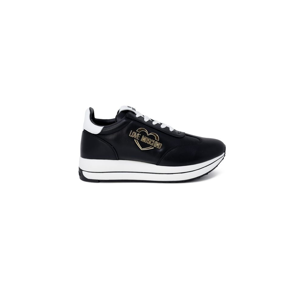 Love Moschino Schwarze Leder Low-Top-Sneaker