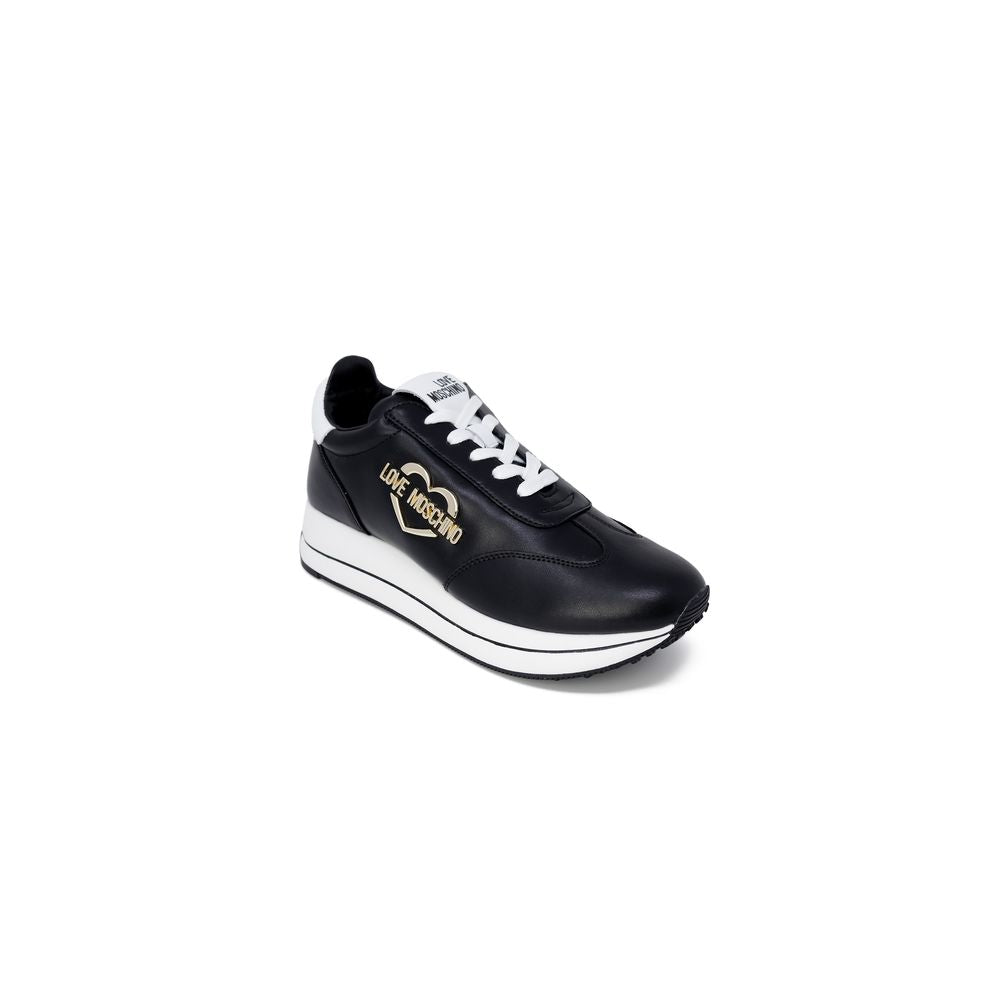 Love Moschino Schwarze Leder Low-Top-Sneaker