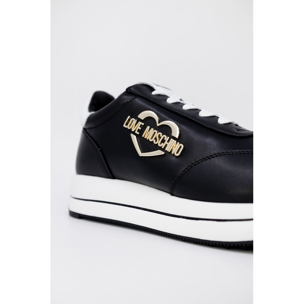Love Moschino Schwarze Leder Low-Top-Sneaker