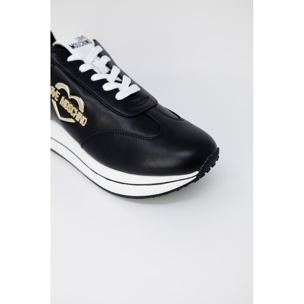 Love Moschino Schwarze Leder Low-Top-Sneaker