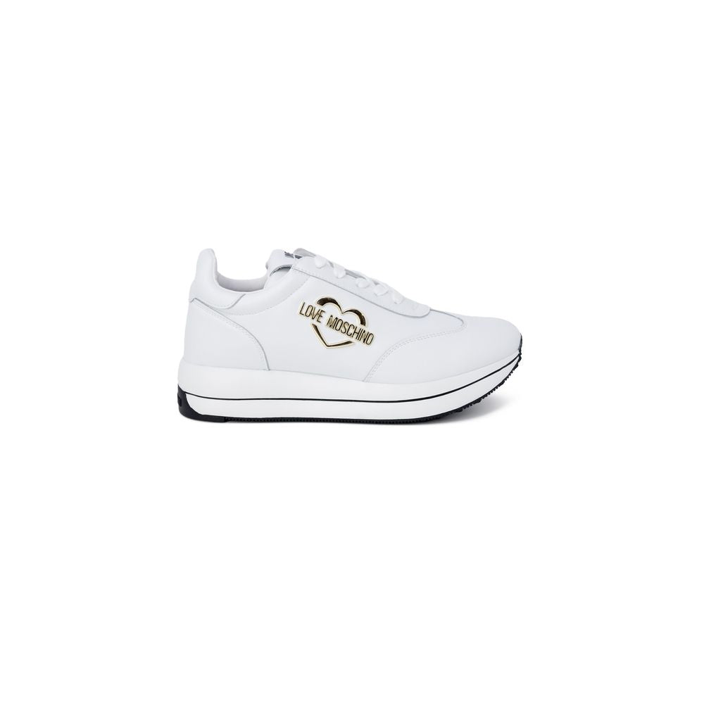 Love Moschino Weiße Low-Top-Sneaker aus Leder